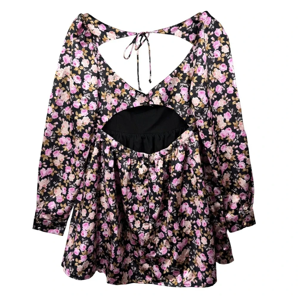 NEW NWT Love & Lemons Kate Mini Dress Floral Babydoll‎ Medium Satin Coquette